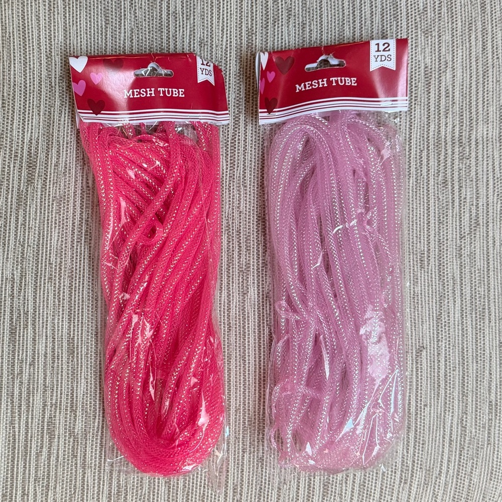 NWT Pink Mesh Tube Ribbon Decor - Hot Pink OR Bubblegum Pink